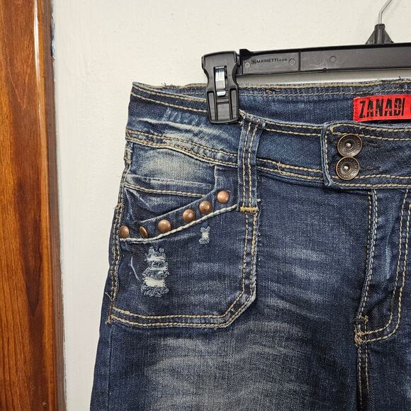VNTG Y2K Zanadi Ramie Denim Jean Shorts Embellished Stretch Women's Sz 12/Large - Picture 5 of 5